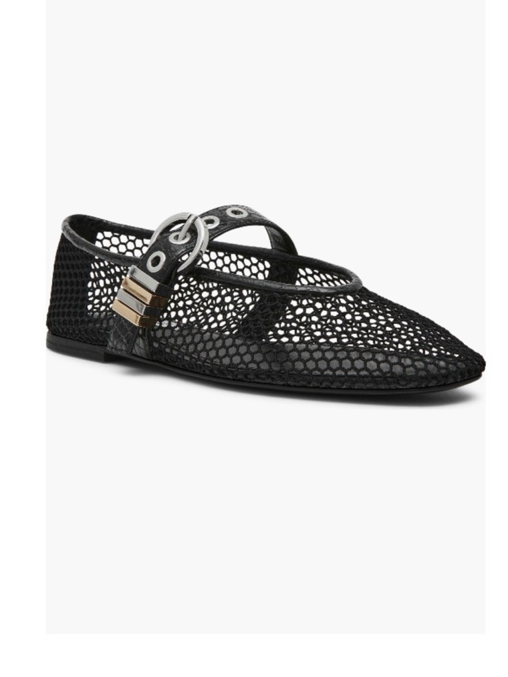 Steve Madden Black Mesh Mary Jane Flats with Buckle Detail size 10